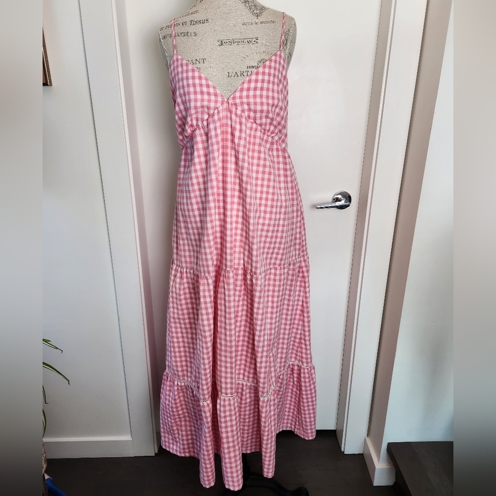 Pink Romantic Gingham Maxi Dress - Picture 2 of 16